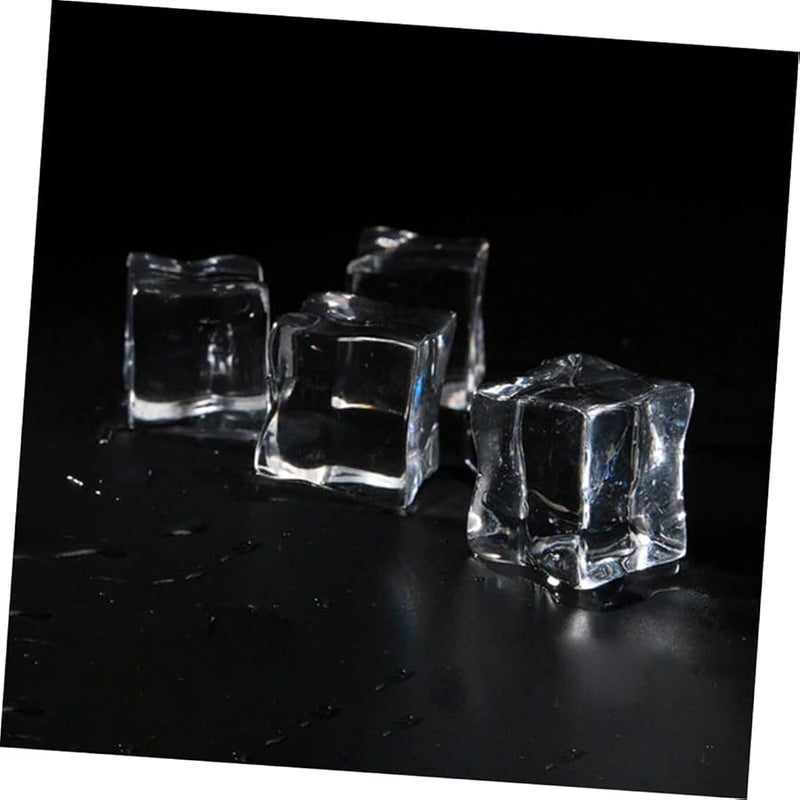 STOBAZA 60Pcs Clear Plastic Fake Ice Cubes For Photography Props DIY Decor Centerpieces - Image 5